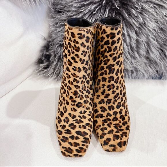 Jimmy Choo Mirren Square-Toe Leopard-Print Leather Ankle Boots 38 - Picture 3 of 7
